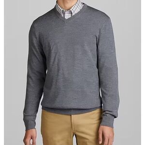 Jos.A.Bank Signature Collection 100% Merino Wool Charcoal Pullover Sz XL